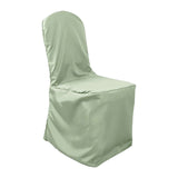 Sage Green Polyester Banquet Chair Cover, Reusable Stain Resistant Slip On Chair Cover#whtbkgd