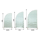 Set of 3 White Green Satin Chiara Wedding Arch Covers With Eucalyptus Leaves Print