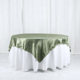 72"x72" Dusty Sage Green Satin Square Table Overlay