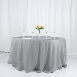 132inch Silver Accordion Crinkle Taffeta Seamless Round Tablecloth