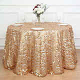 120inch Matte Champagne Big Payette Sequin Round Tablecloth - Premium Collection