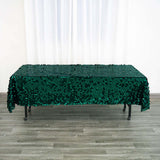 60"x102" Hunter Emerald Green Big Payette Sequin Rectangle Tablecloth