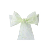 5 PCS | 7 Inch x108 Inch | Apple Green Embroidered Organza Chair Sashes | TableclothsFactory