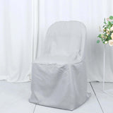 10 Pack Silver Polyester Folding Chair Covers, Reusable Stain Resistant Slip On Chair Covers