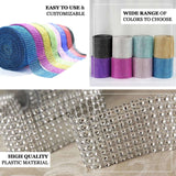 5 inch x 10 Yards Shiny Silver Diamond Rhinestone Ribbon Wrap Roll, DIY Craft Decor