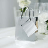 5inch Shiny Metallic Silver Foil Paper Party Favor Bags With Handles, Small Gift Wrap Goodie Bags