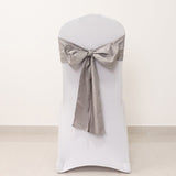 5 Pack Silver Lamour Satin Chair Sashes, Chair Bows - 6x106inch