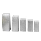  Set of 5 Silver Metallic Spandex Rectangular Pedestal Pillar Prop Covers