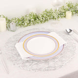 6 Pack | 15inch Silver Metallic String Woven Placemats, Round Table Mats