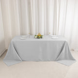 Silver Seamless Premium Polyester Rectangular Tablecloth 220GSM 90x132inch for 6 Foot Table 