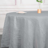 120inch Silver Accordion Crinkle Taffeta Round Tablecloth