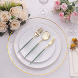 24 Pack Metallic Gold With Dusty Sage Silverware Set, 8inch Modern Premium Plastic Utensil Set