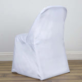 10 Pack White Polyester Folding Chair Covers, Reusable Stain Resistant Slip On Chair Covers