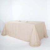  90x156Inch Beige Rectangular Tablecloth, Linen Table Cloth With Slubby Textured, Wrinkle Resistant