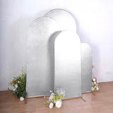 Set of 4 Silver Spandex Chiara Wedding Arch Covers With Metallic Finish