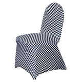 Black/White Buffalo Plaid Spandex Stretch Banquet Chair Covers, Fitted Checkered Chair Covers