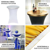 Metallic Gold Spandex Stretch Fitted Cocktail Table Top Cover