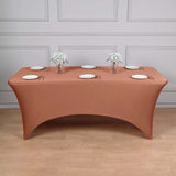 6ft Terracotta (Rust) Spandex Stretch Fitted Rectangular Tablecloth