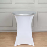 Metallic Silver Spandex Stretch Fitted Cocktail Table Top Cover