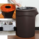 41-50 Gallons Charcoal Gray Stretch Spandex Round Trash Bin Container Cover