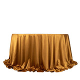 132inch Shimmer Gold Premium Scuba Round Tablecloth, Seamless Polyester Tablecloth