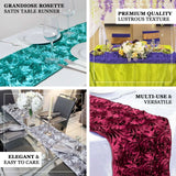 14x108inch Purple Grandiose 3D Rosette Satin Table Runner