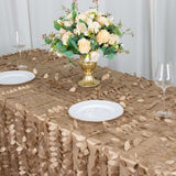 90x132inch Taupe 3D Leaf Petal Taffeta Fabric Seamless Rectangle Tablecloth