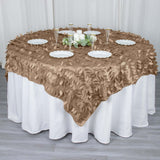 72x72inch Taupe 3D Leaf Petal Taffeta Fabric Table Overlay