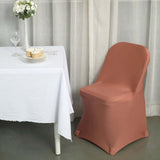 10 Pack Terracotta (Rust) Spandex Folding Slip On Chair Covers, Stretch Fitted Chair Covers