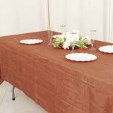 60"x102" Terracotta (Rust) Accordion Crinkle Taffeta Rectangle Tablecloth