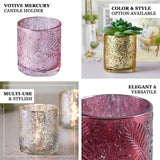 6 Pack | Gold Mercury Glass Palm Leaf Candle Holders, Votive Tealight Holders