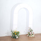 8ft White Spandex Fitted Open Arch Wedding Arch Cover, Double-Sided U-Shaped Backdrop Slipcover