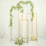 Set of 4 | Gold Metal Frame Wedding Arch, Rectangular Backdrop Stand, Floral Display Frame