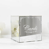 10inch Silver Mirror Acrylic Wedding Card Box with Slot - Wishing Well Money Box for Reception