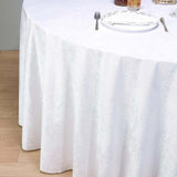 120inch White Seamless Premium Velvet Round Tablecloth, Reusable Linen