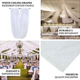 5ftx40ft White Polyester Ceiling Drapes Backdrop Curtain Panels Wedding Arch Fire Retardant