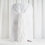 1 Set White Chiffon Hoods With Ruffles Willow Chiffon Chair Sashes
