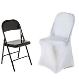 White Premium Spandex Stretch Fitted Folding Chair Cover With Foot Pockets - 220 GSM