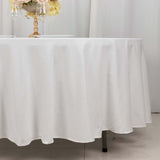 108" White Round 100% Cotton Linen Tablecloth Washable