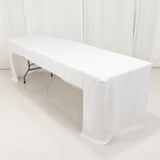 Fitted Polyester 96"x30" Rectangle Tablecloth White with Open Back Design