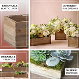 18"x6" Natural Rectangular Wood Planter Box Set with Plastic Liners