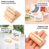 10 Pack | 2inch Natural Rustic Style Cylindrical Wooden Place Card Holders