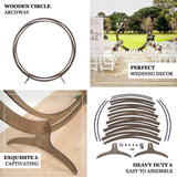 8ft Neutral Brown Wood DIY Round Wedding Arch Backdrop Stand, Rustic Photo Backdrop Stand