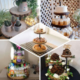 3-Tier Natural Wood Slice Cheese Board Cupcake Stand, Rustic Centerpiece - Assembly Tools Included