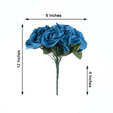 12inches Royal Blue Artificial Velvet-Like Fabric Rose Flower Bouquet Bush