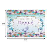 5ftx7ft "Our Little Mermaid" Print Vinyl Photography Booth Backdrop