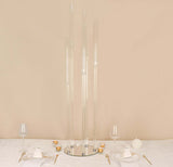 Round Cluster Taper Candelabra Candle Holders, Votive Pillar LED Candle Holders Round Mirror Base