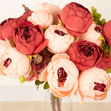 2 Pack | 19inch Burgundy / Dusty Rose Artificial Peony Flower Wedding Bouquets, Flower Arrangements
