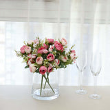 4 Pack | 12inch Artificial Pink Ranunculus Silk Flower Bridal Bouquets