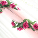 6ft | Fuchsia Artificial Silk Rose Garland UV Protected Flower Chain